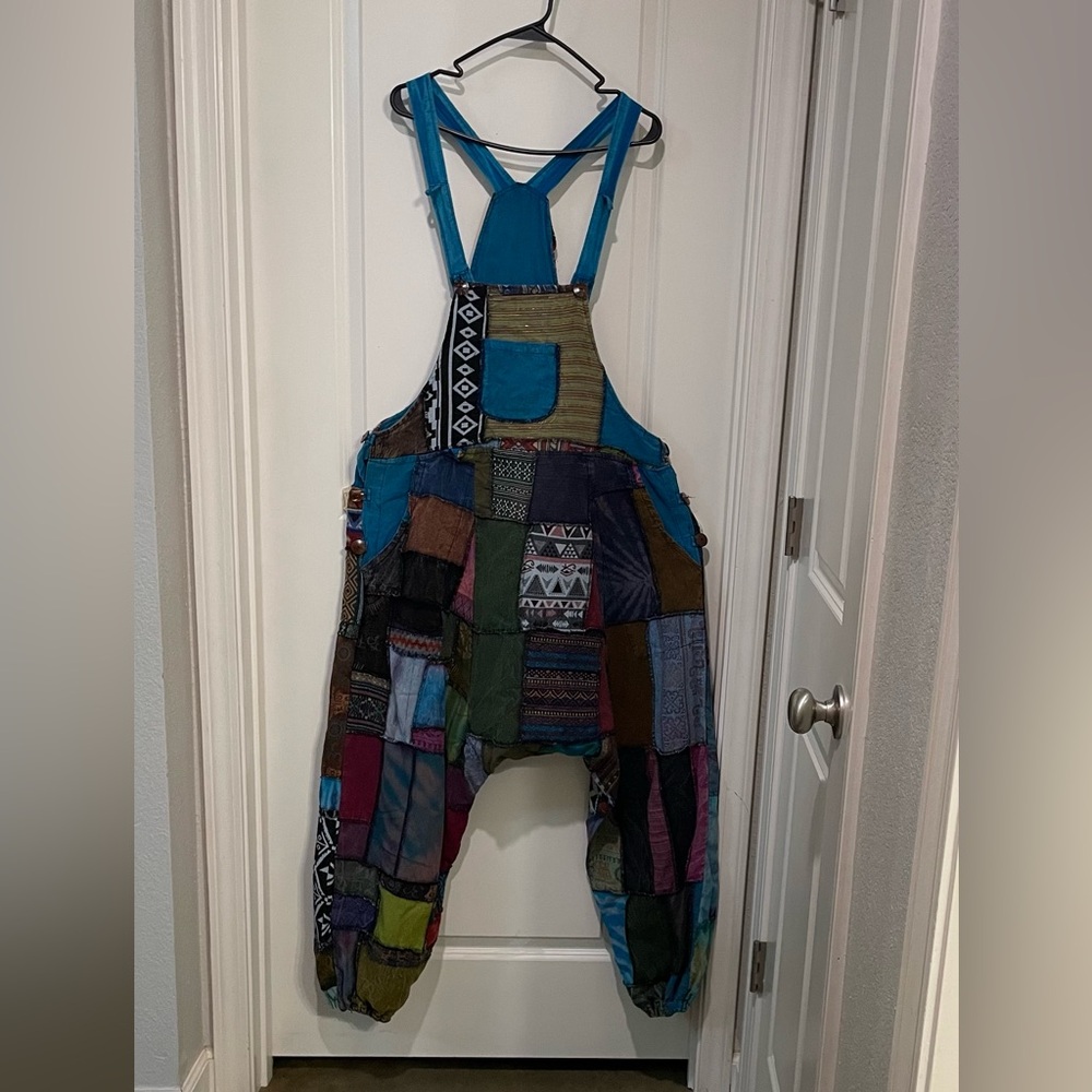 Patchwork Harem Overalls